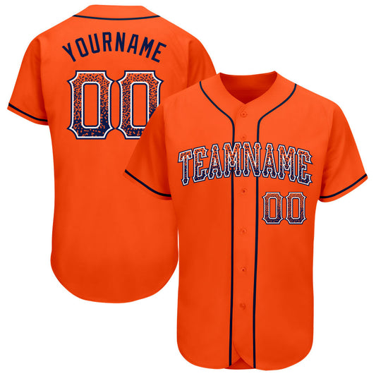 Custom Orange Navy-White Authentic Drift Fashion Baseball Jersey - Sky-Custom