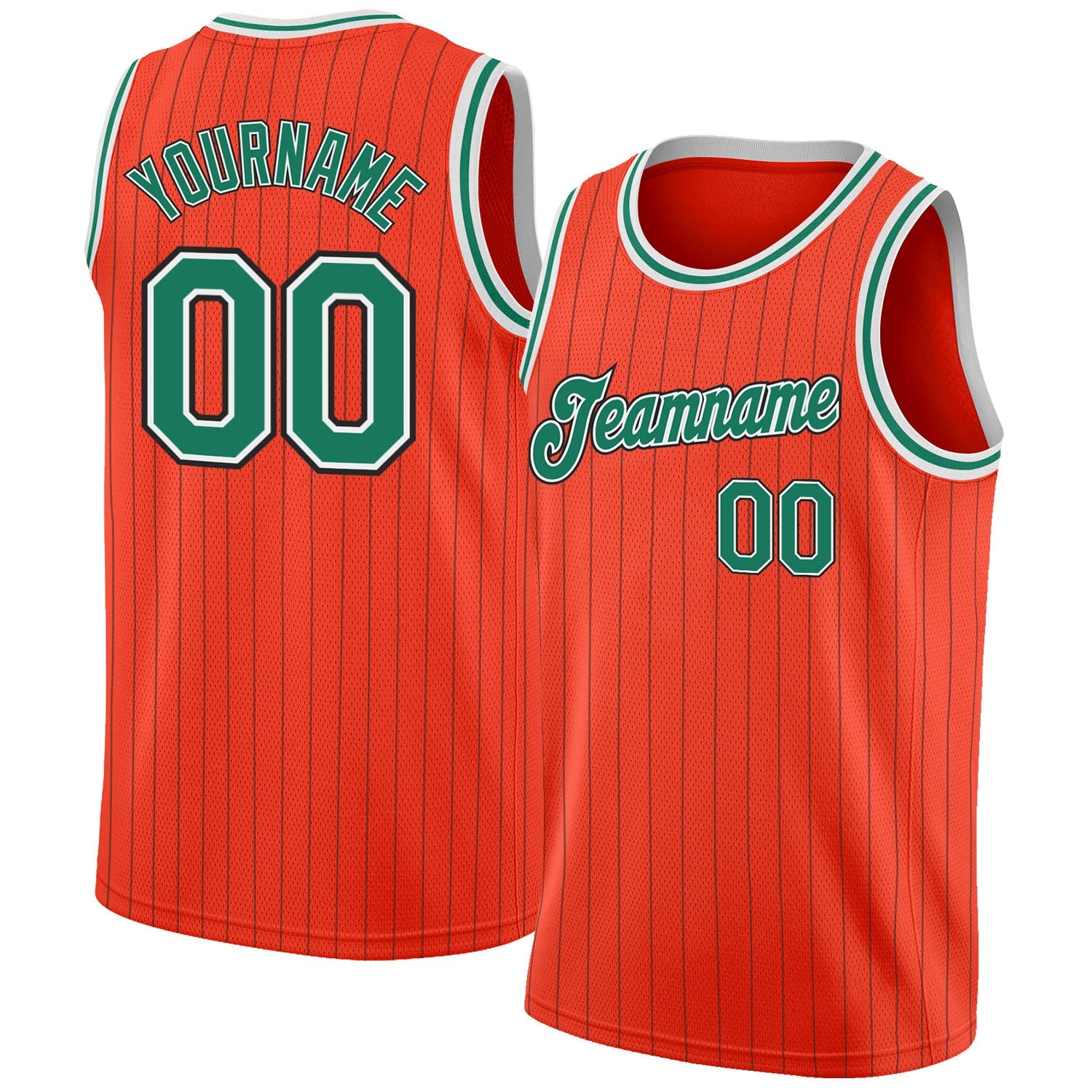 Custom Orange Black Pinstripe Kelly Green-White Authentic Basketball Jersey - Sky-Custom