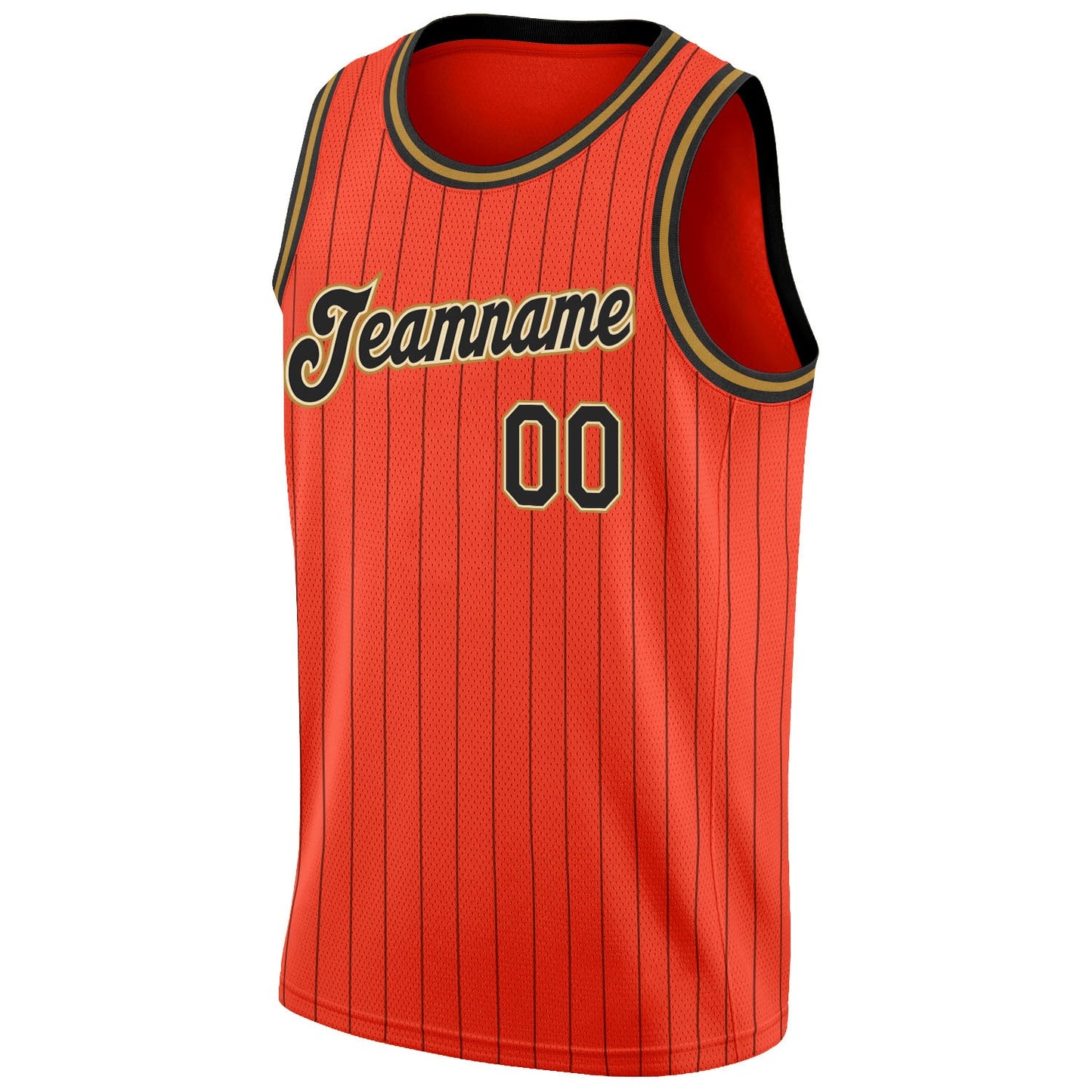 Custom Orange Black Pinstripe Black-Old Gold Authentic Basketball Jersey - Sky-Custom