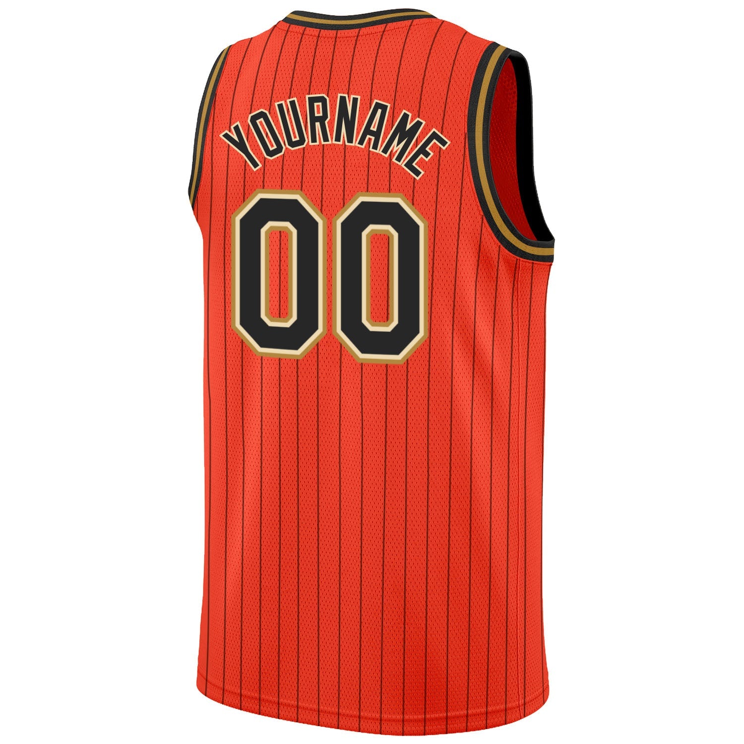 Custom Orange Black Pinstripe Black-Old Gold Authentic Basketball Jersey - Sky-Custom