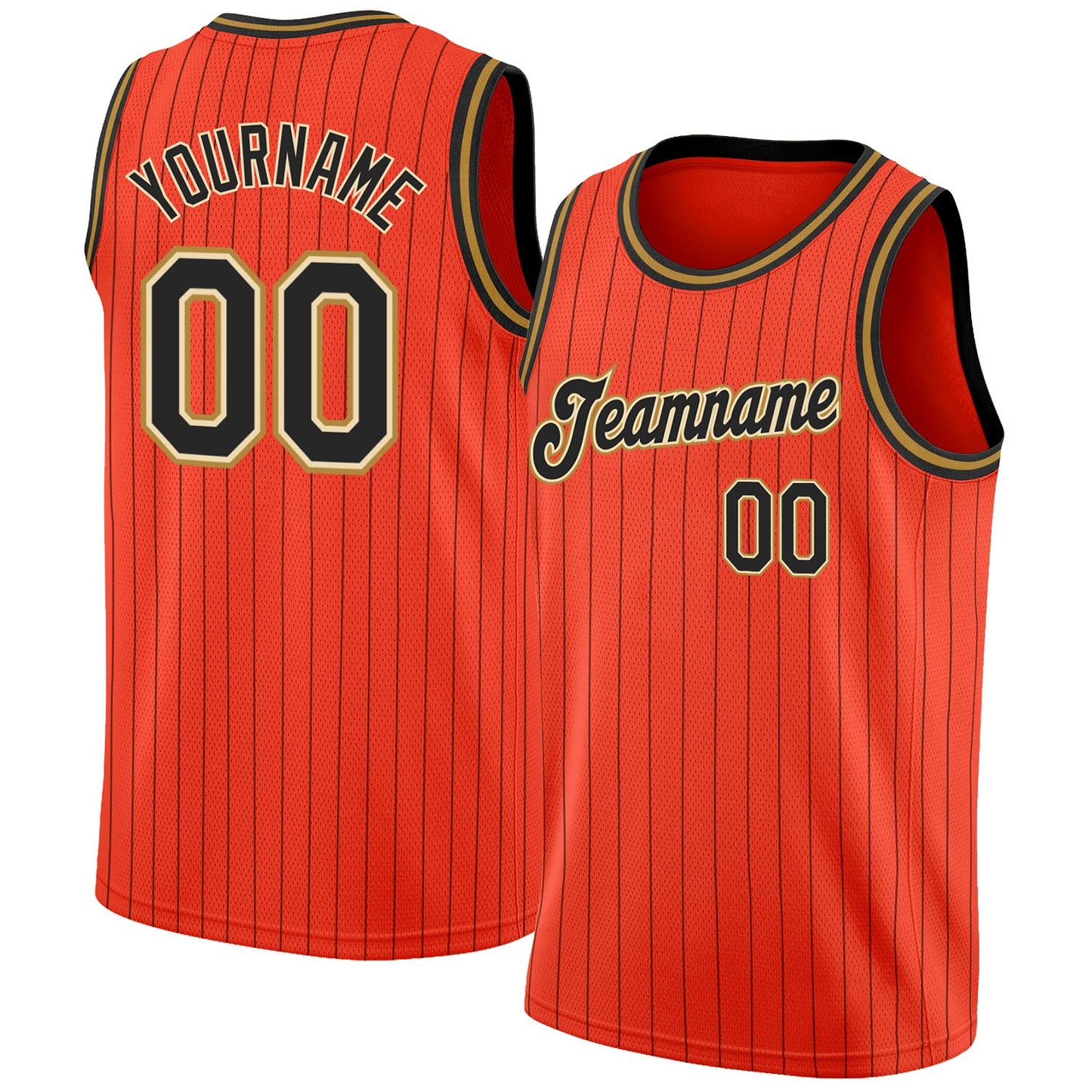 Custom Orange Black Pinstripe Black-Old Gold Authentic Basketball Jersey - Sky-Custom