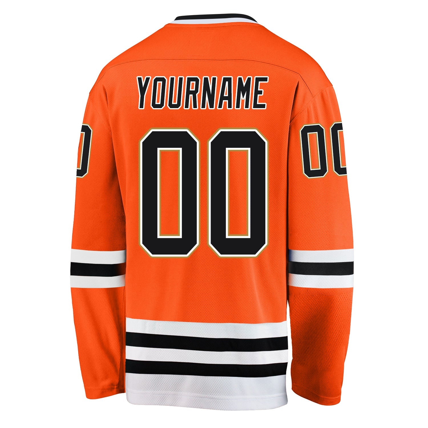 Custom Orange Black-Old Gold Hockey Jersey - Sky-Custom