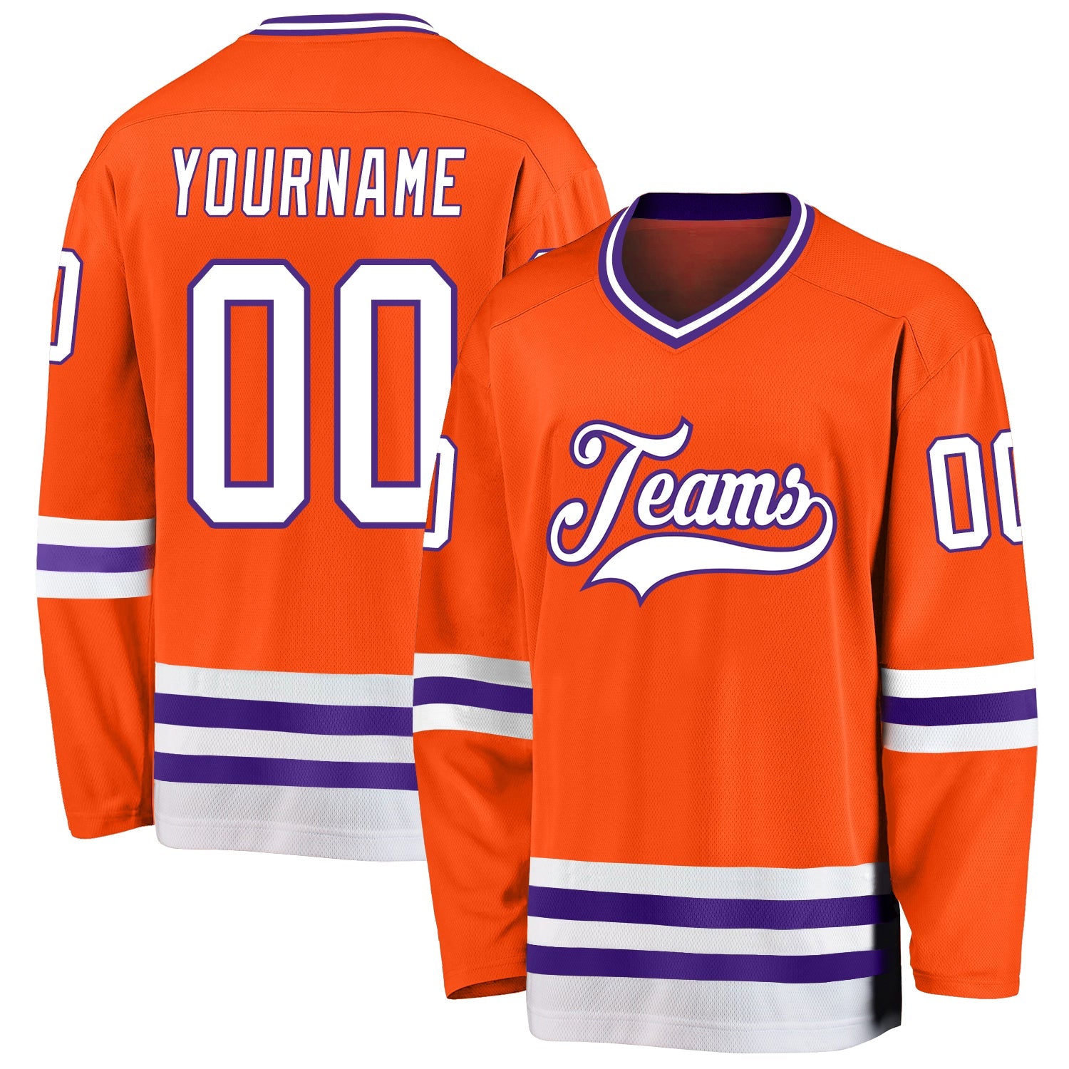 Custom Orange White-Purple Hockey Jersey - Sky-Custom