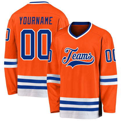 Custom Orange Royal-White Hockey Jersey - Sky-Custom