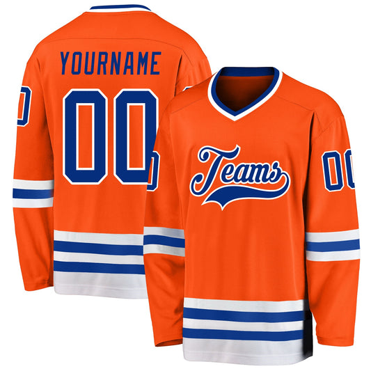 Custom Orange Royal-White Hockey Jersey - Sky-Custom