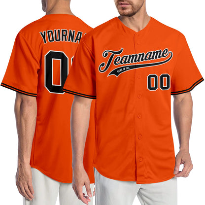 Custom Orange Black-White Authentic Baseball Jersey - Sky-Custom