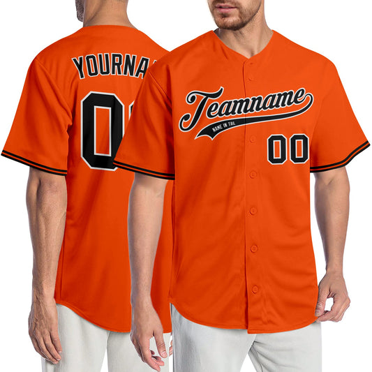Custom Orange Black-White Authentic Baseball Jersey - Sky-Custom