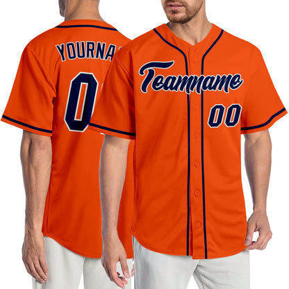 Custom Orange Navy-White Authentic Baseball Jersey - Sky-Custom