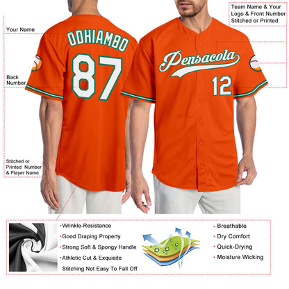 Custom Orange White-Kelly Green Authentic Baseball Jersey - Sky-Custom