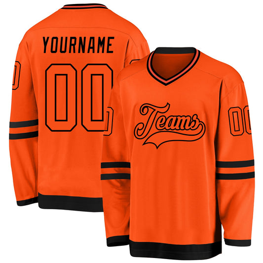 Custom Orange Orange-Black Hockey Jersey - Sky-Custom