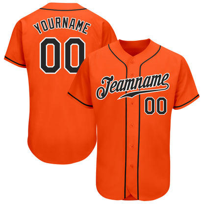 Custom Orange Black-White Authentic Baseball Jersey - Sky-Custom