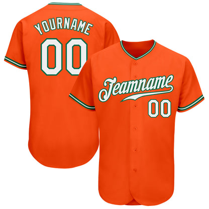 Custom Orange White-Kelly Green Authentic Baseball Jersey - Sky-Custom