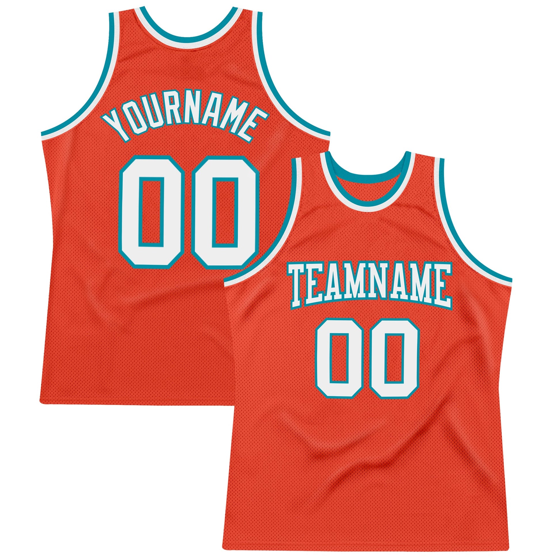 Custom Orange White-Teal Authentic Throwback Basketball Jersey - Sky-Custom