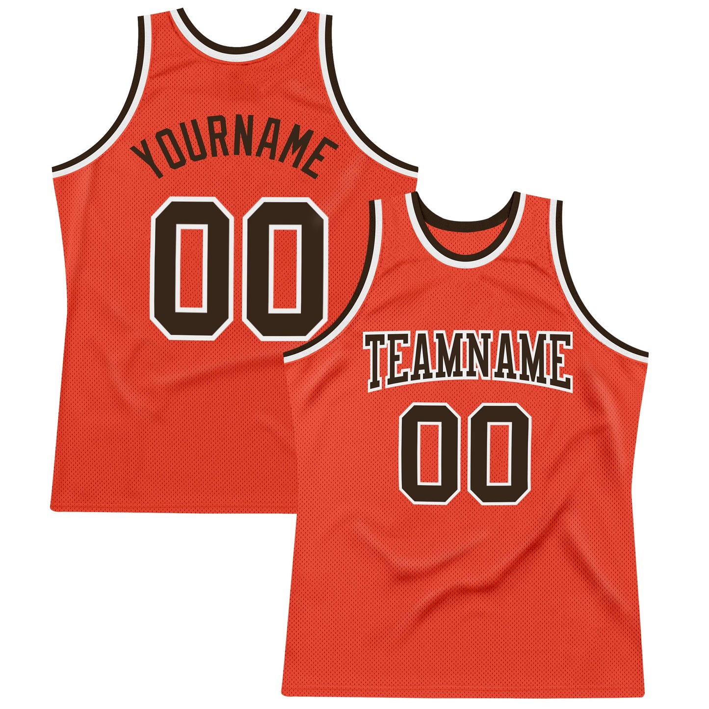Custom Orange Brown-White Authentic Throwback Basketball Jersey - Sky-Custom