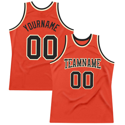Custom Orange Black-Cream Authentic Throwback Basketball Jersey - Sky-Custom