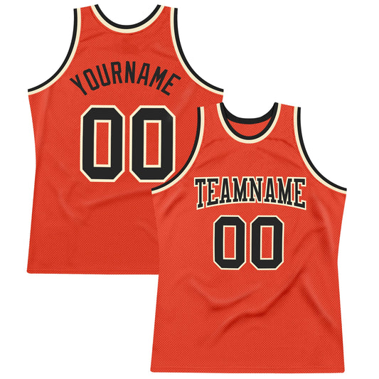Custom Orange Black-Cream Authentic Throwback Basketball Jersey - Sky-Custom
