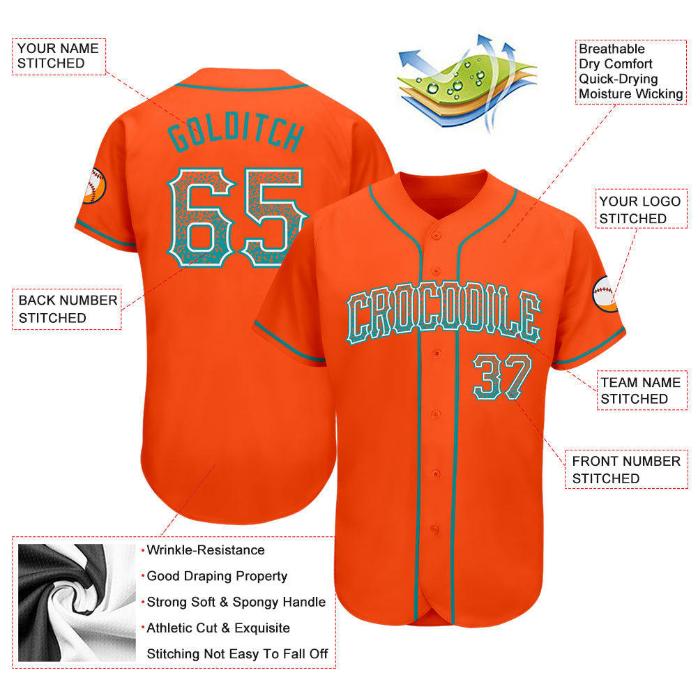 Custom Orange Teal-White Authentic Drift Fashion Baseball Jersey - Sky-Custom