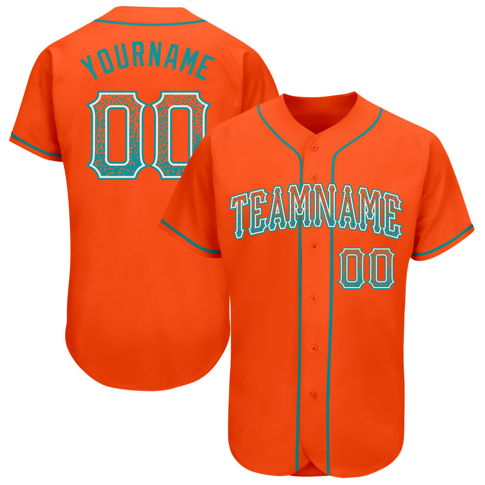 Custom Orange Teal-White Authentic Drift Fashion Baseball Jersey - Sky-Custom