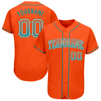 Custom Orange Teal-White Authentic Drift Fashion Baseball Jersey - Sky-Custom