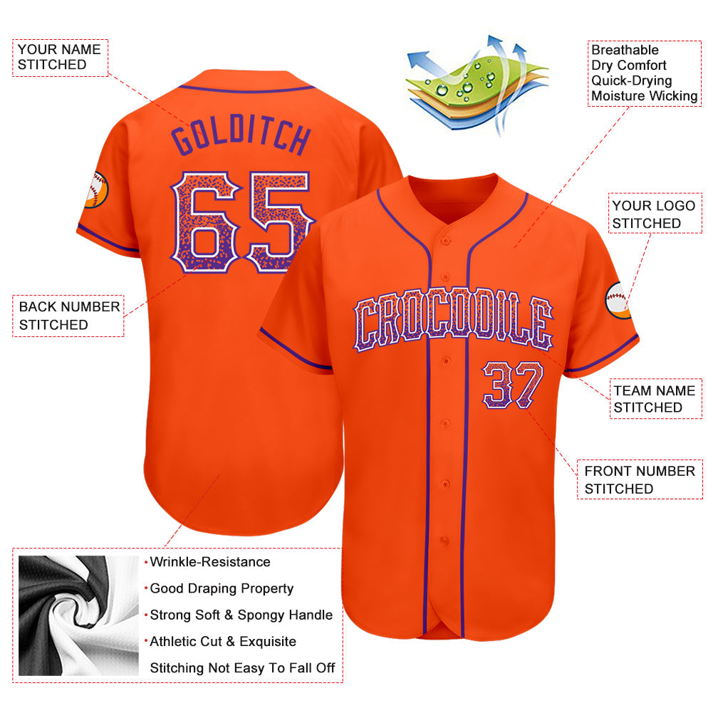 Custom Orange Purple-White Authentic Drift Fashion Baseball Jersey - Sky-Custom