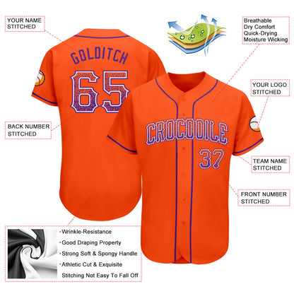 Custom Orange Purple-White Authentic Drift Fashion Baseball Jersey - Sky-Custom