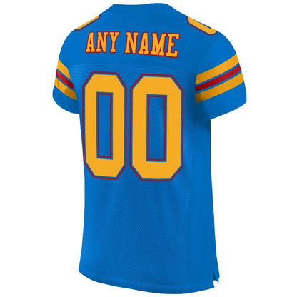 Custom Panther Blue Gold-Red Mesh Authentic Football Jersey - Sky-Custom