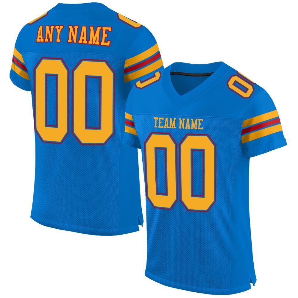 Custom Panther Blue Gold-Red Mesh Authentic Football Jersey - Sky-Custom