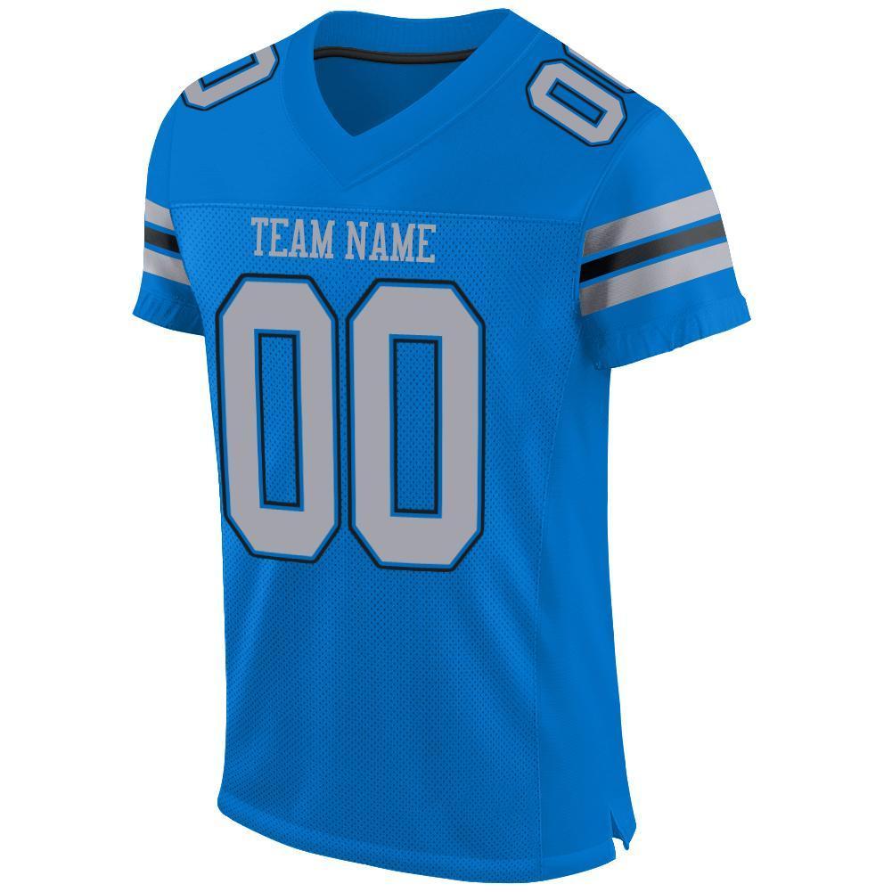 Custom Panther Blue Light Gray-Black Mesh Authentic Football Jersey - Sky-Custom