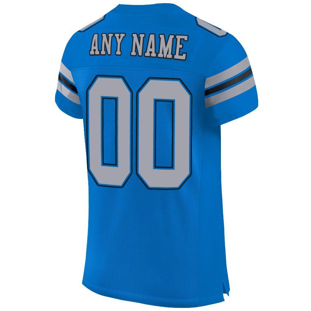 Custom Panther Blue Light Gray-Black Mesh Authentic Football Jersey - Sky-Custom