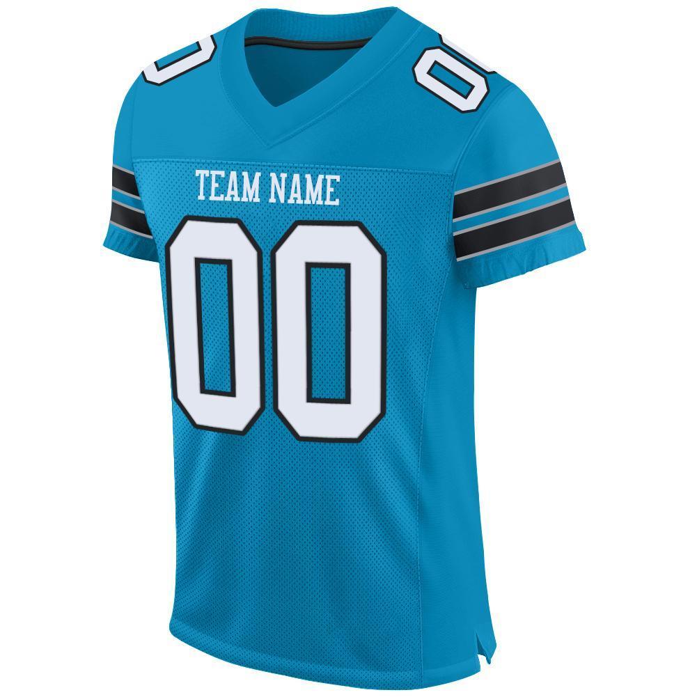 Custom Panther Blue White-Black Mesh Authentic Football Jersey - Sky-Custom