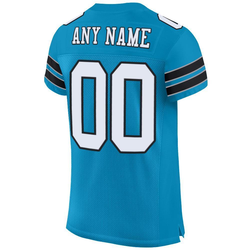 Custom Panther Blue White-Black Mesh Authentic Football Jersey - Sky-Custom