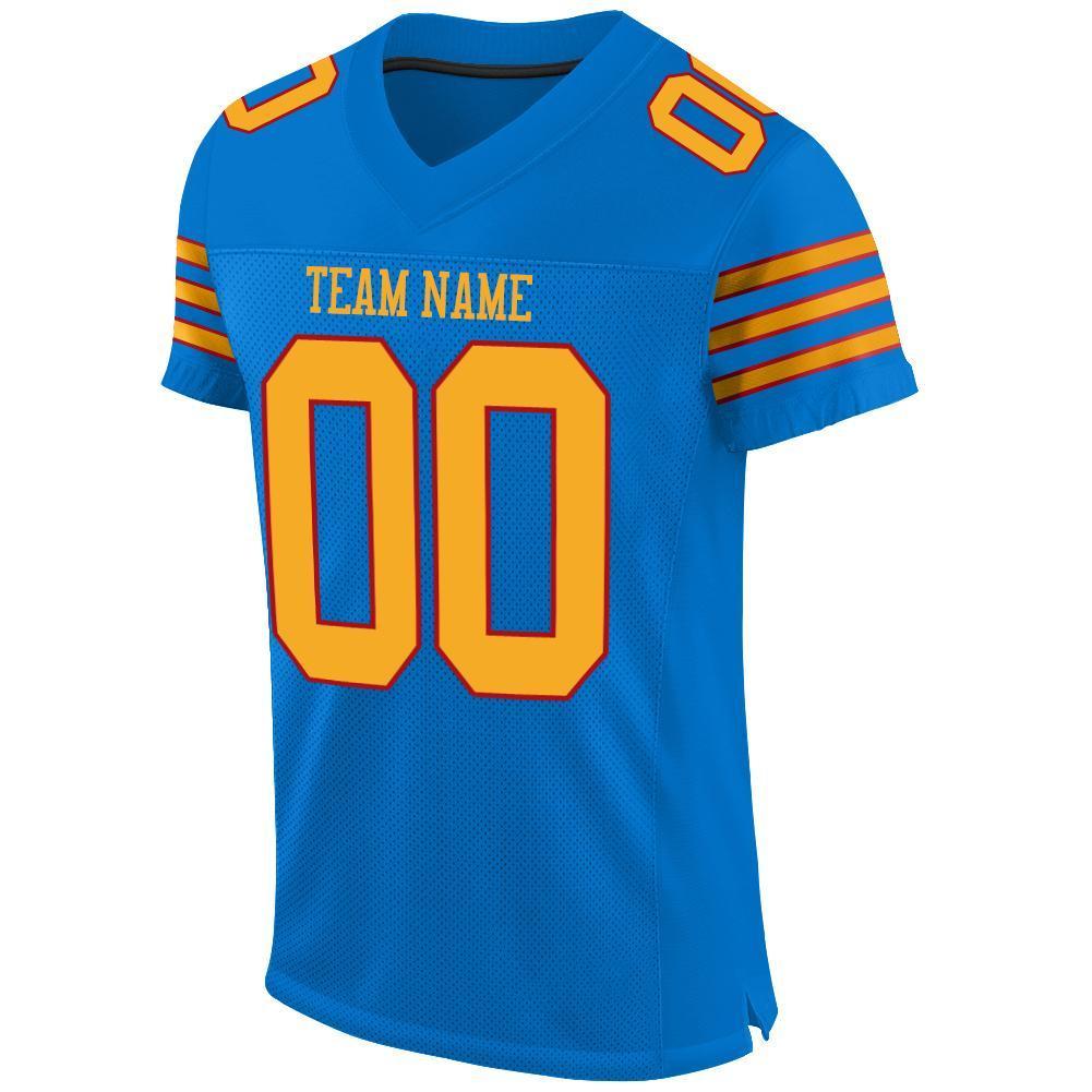 Custom Panther Blue Gold-Red Mesh Authentic Football Jersey - Sky-Custom