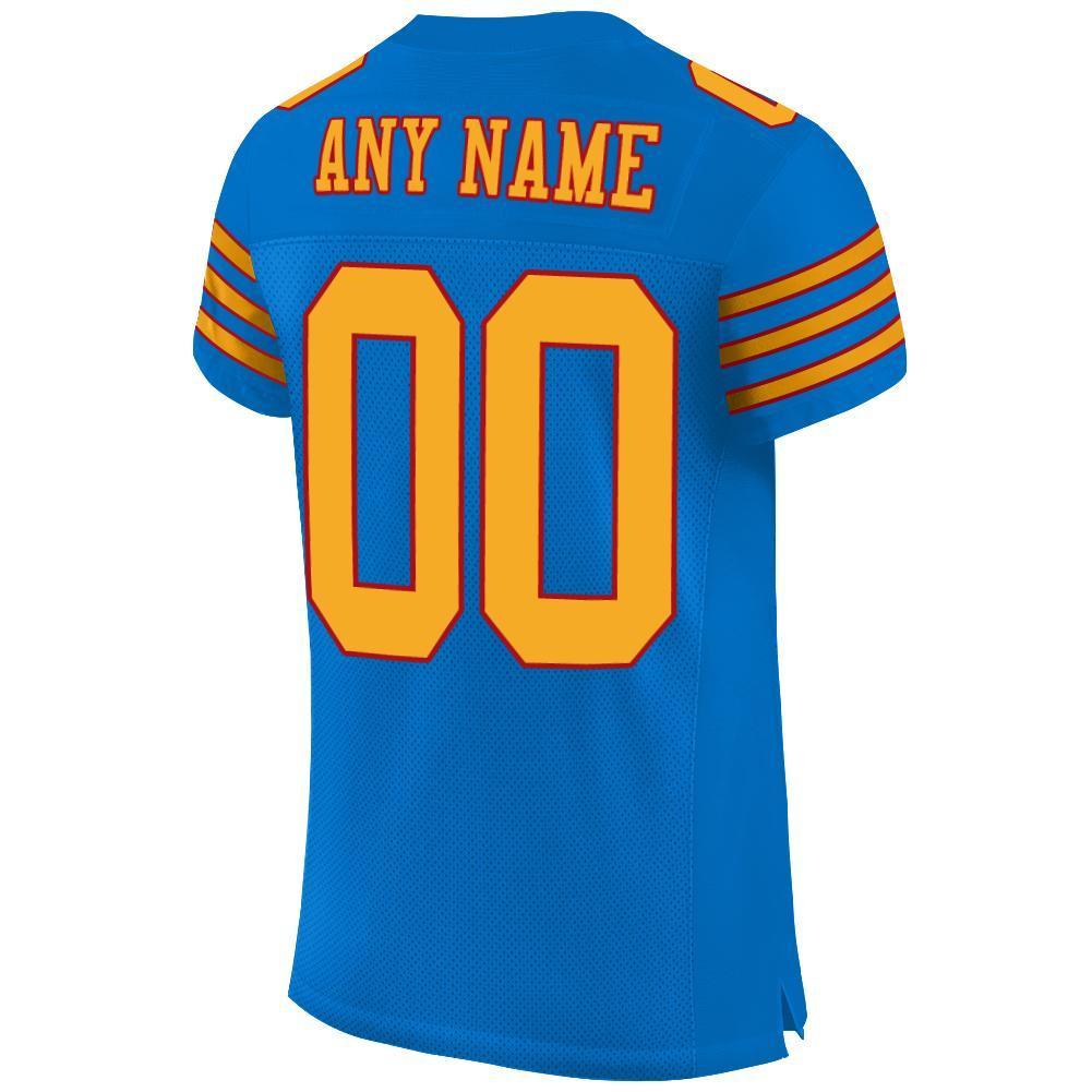 Custom Panther Blue Gold-Red Mesh Authentic Football Jersey - Sky-Custom