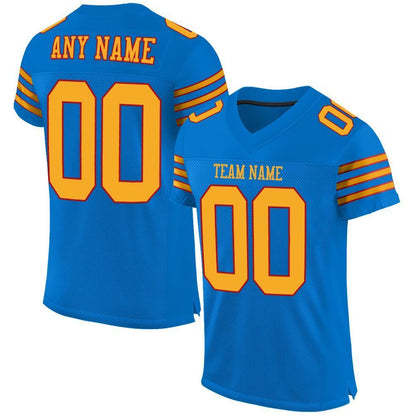 Custom Panther Blue Gold-Red Mesh Authentic Football Jersey - Sky-Custom