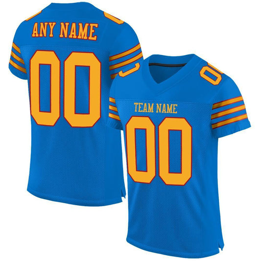 Custom Panther Blue Gold-Red Mesh Authentic Football Jersey - Sky-Custom