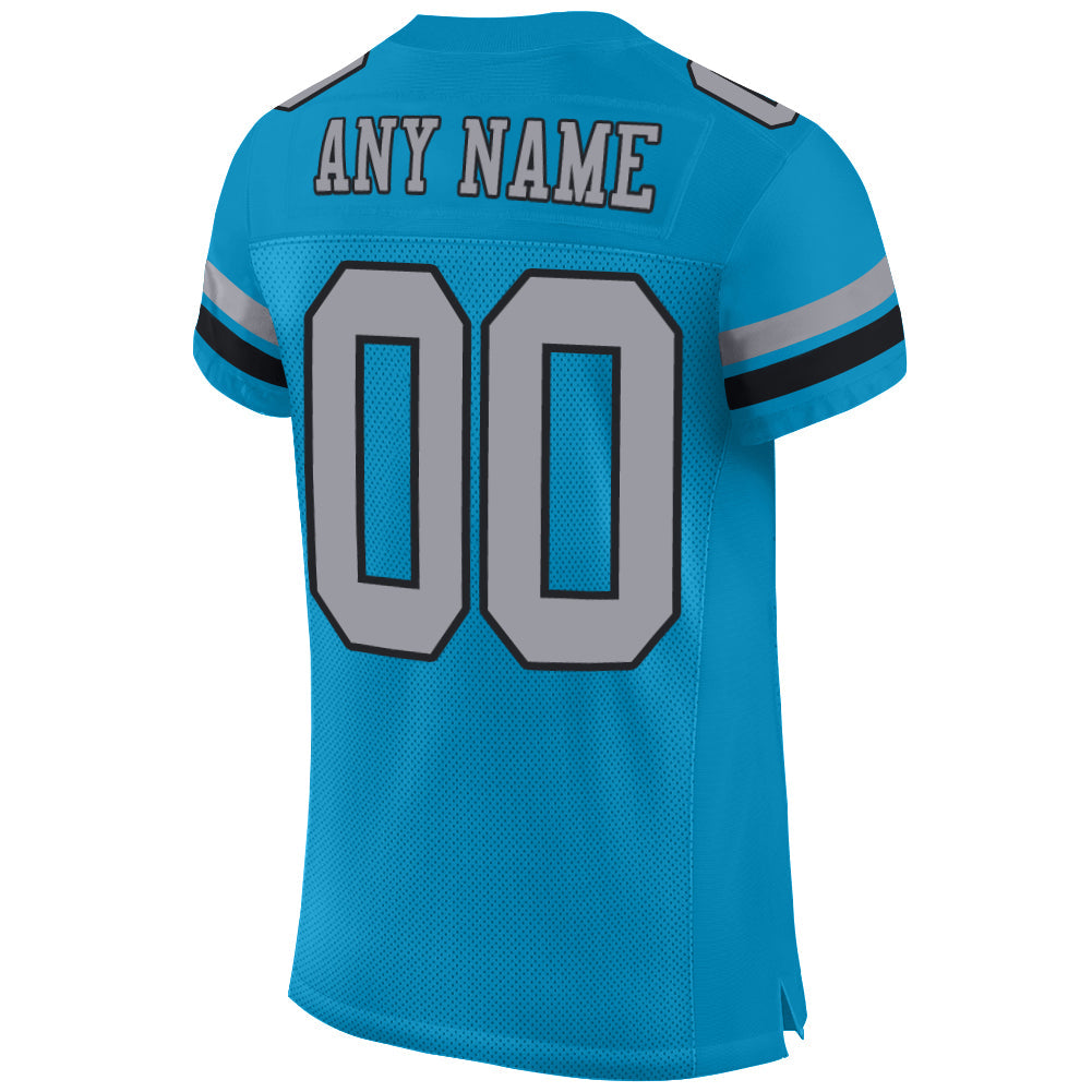 Custom Panther Blue Light Gray-Black Mesh Authentic Football Jersey - Sky-Custom