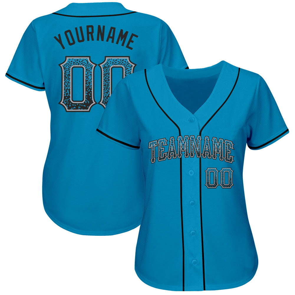 Custom Panther Blue Black-Gray Authentic Drift Fashion Baseball Jersey - Sky-Custom