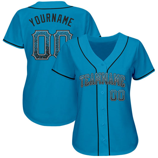 Custom Panther Blue Black-Gray Authentic Drift Fashion Baseball Jersey - Sky-Custom