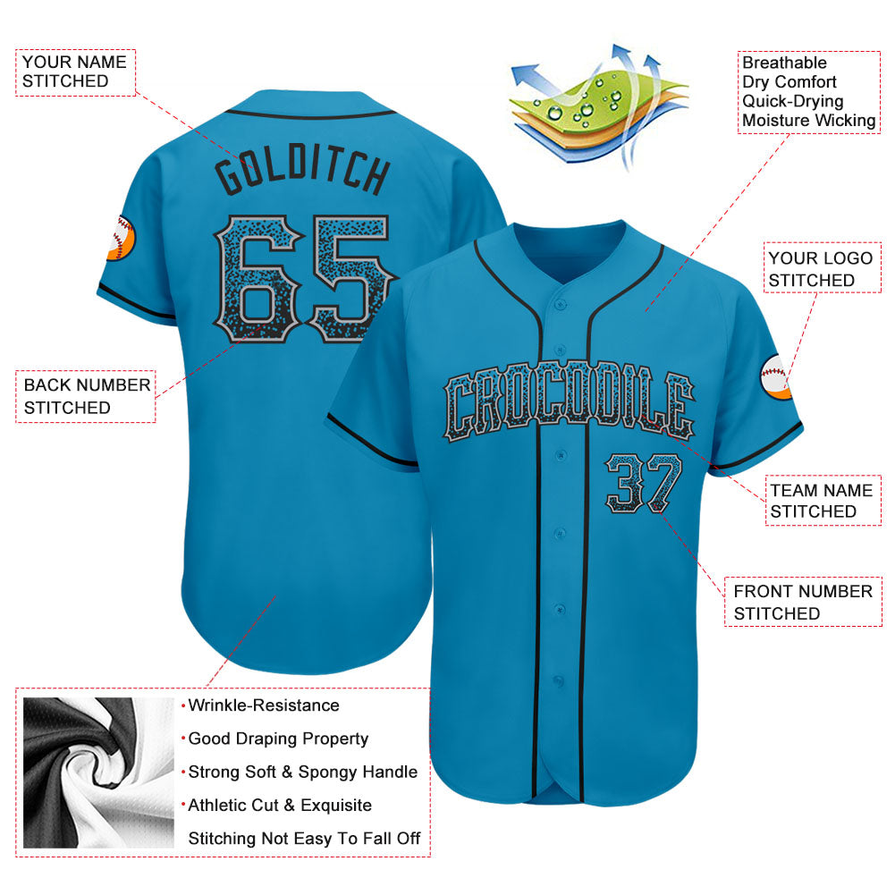 Custom Panther Blue Black-Gray Authentic Drift Fashion Baseball Jersey - Sky-Custom
