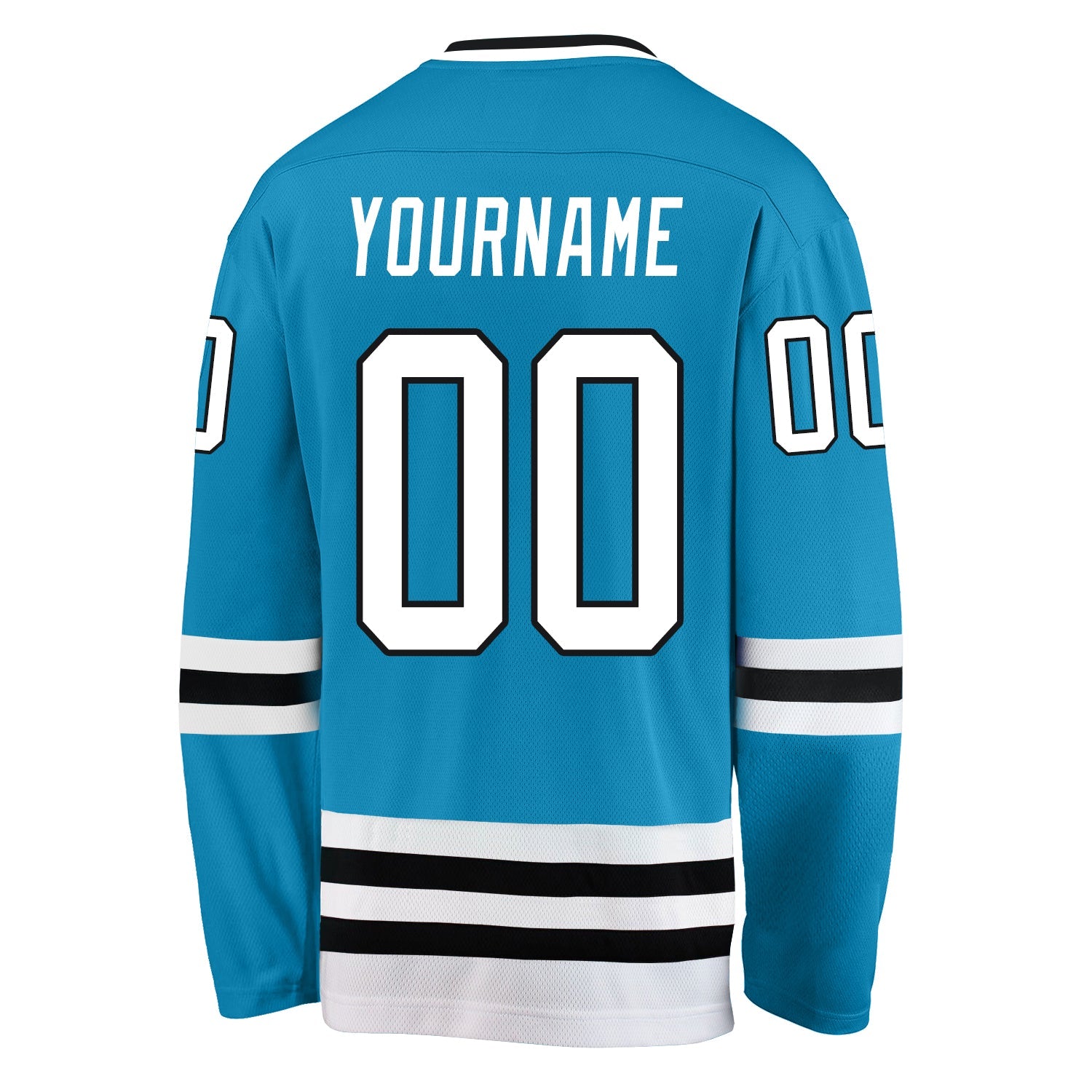 Custom Panther Blue White-Black Hockey Jersey - Sky-Custom