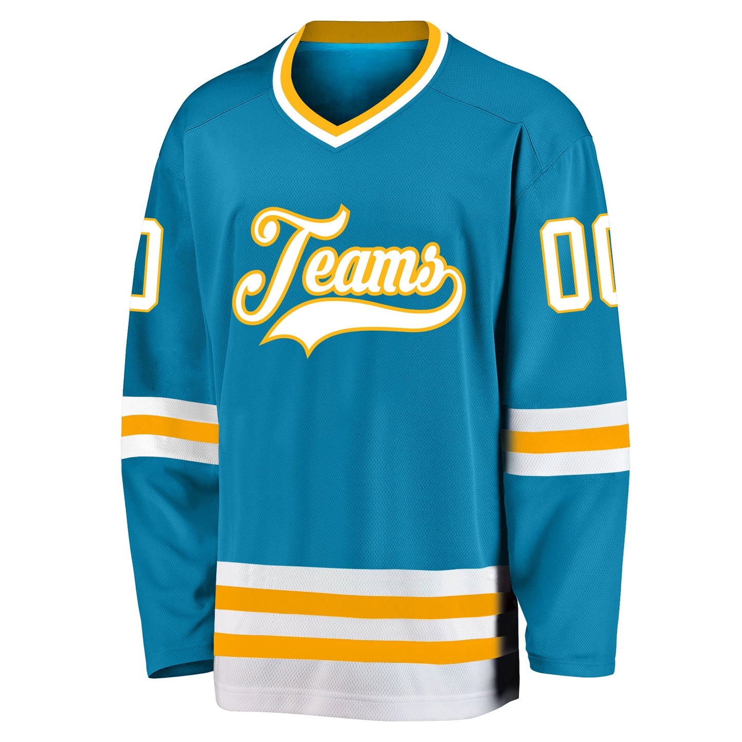 Custom Panther Blue White-Gold Hockey Jersey - Sky-Custom