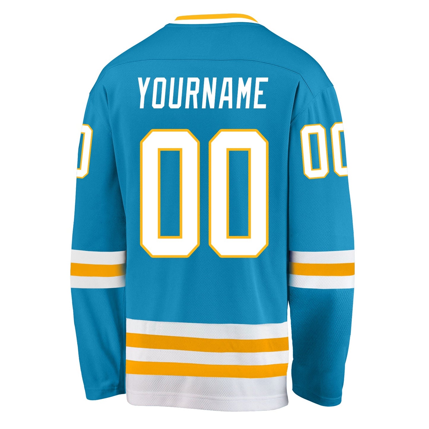 Custom Panther Blue White-Gold Hockey Jersey - Sky-Custom