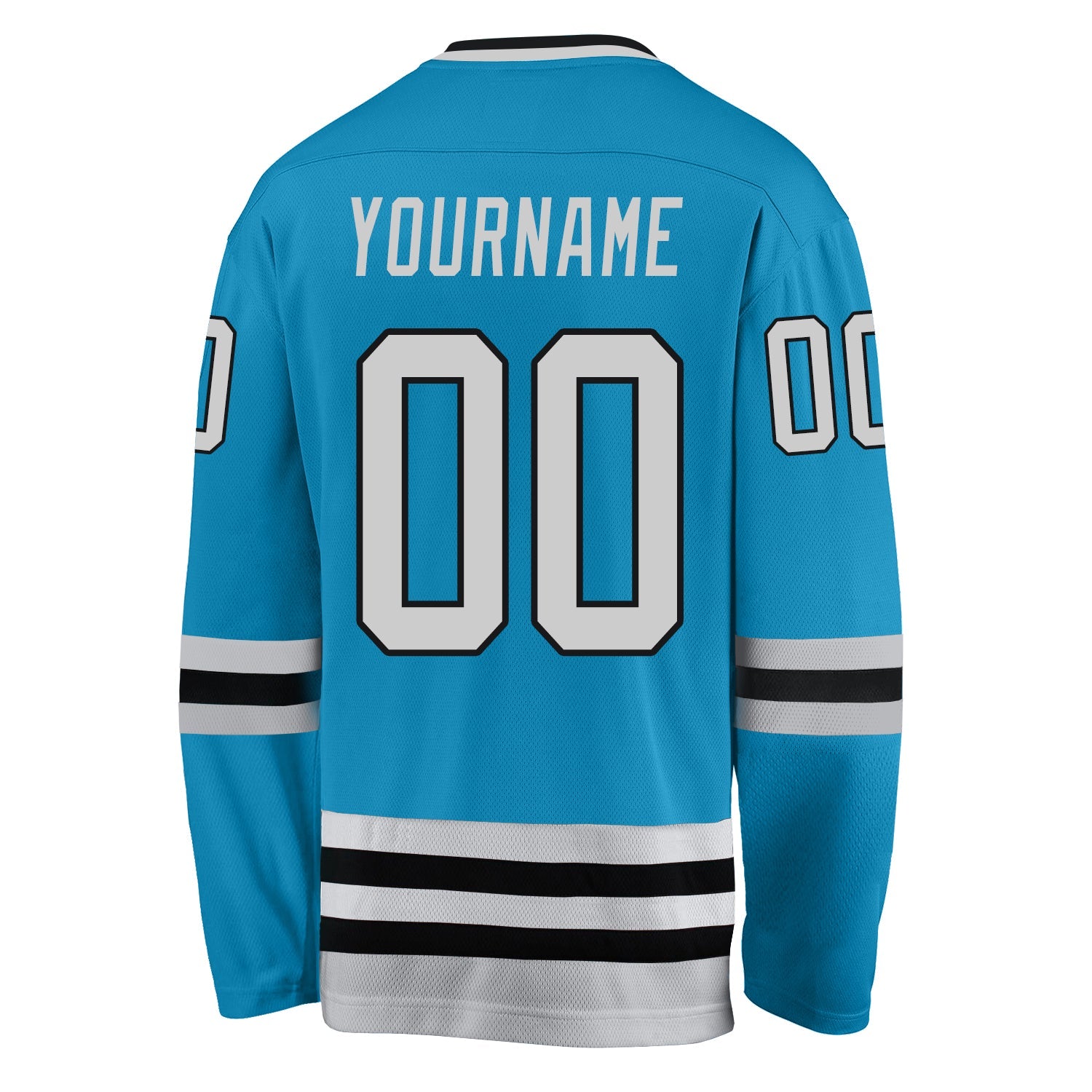 Custom Panther Blue Gray-Black Hockey Jersey - Sky-Custom