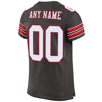 Custom Pewter White-Red Mesh Authentic Football Jersey - Sky-Custom