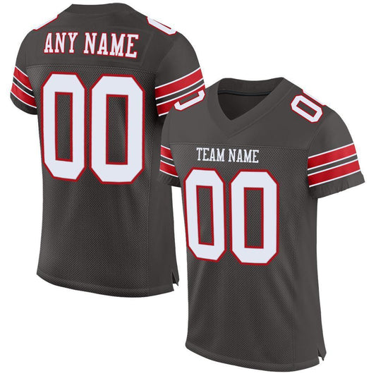 Custom Pewter White-Red Mesh Authentic Football Jersey - Sky-Custom