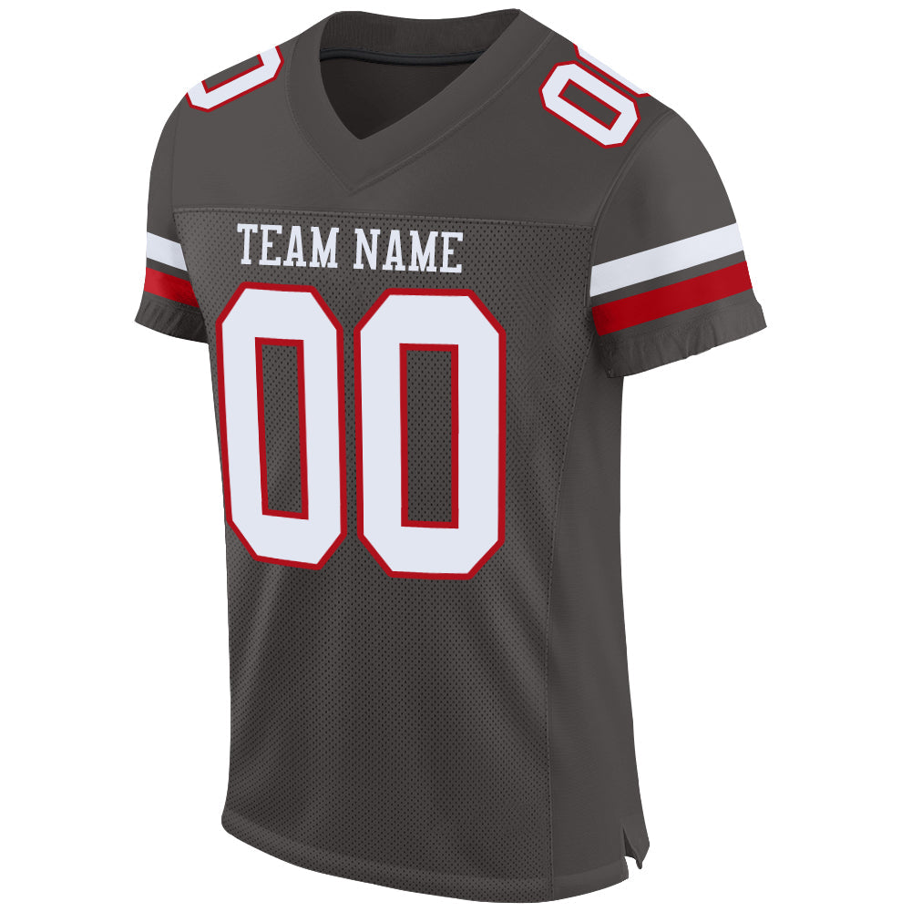 Custom Pewter White-Red Mesh Authentic Football Jersey - Sky-Custom