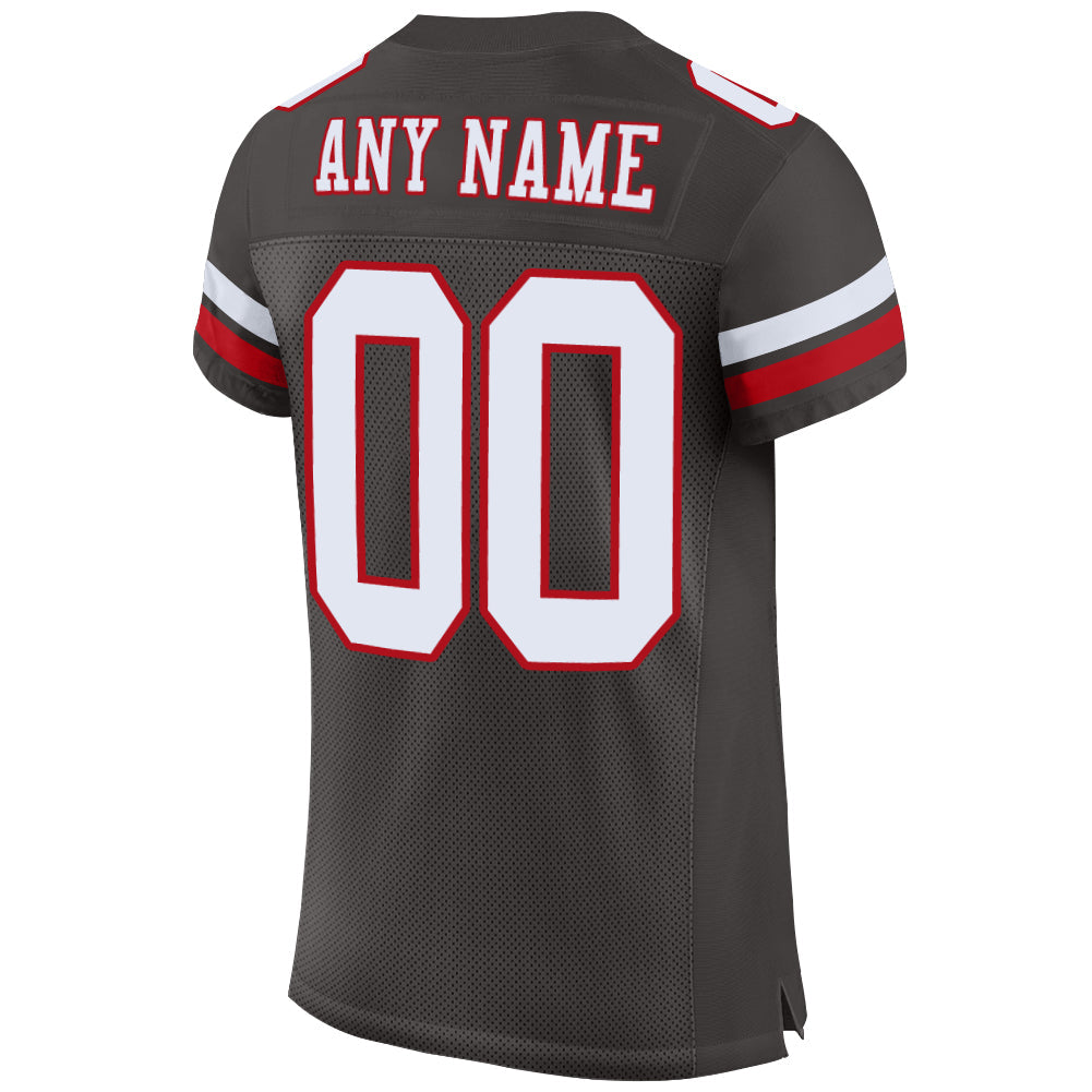 Custom Pewter White-Red Mesh Authentic Football Jersey - Sky-Custom