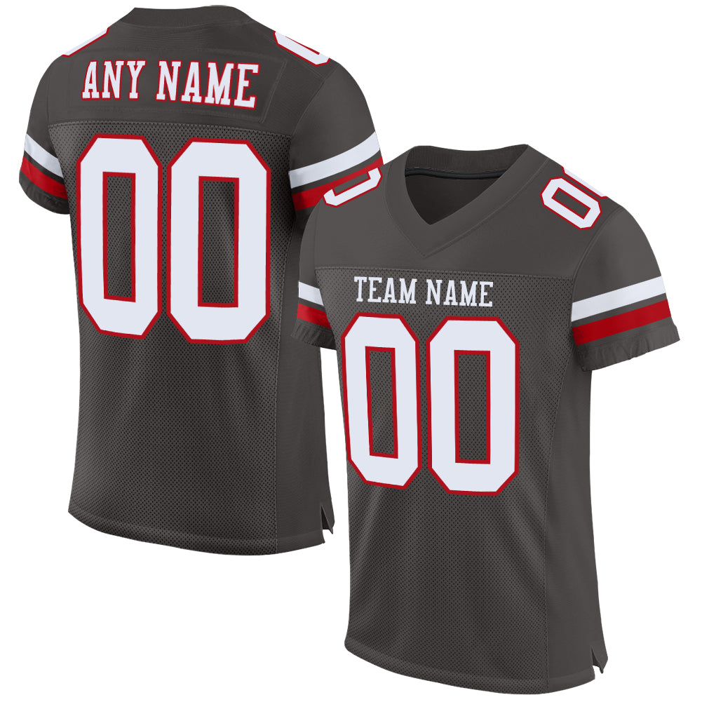 Custom Pewter White-Red Mesh Authentic Football Jersey - Sky-Custom