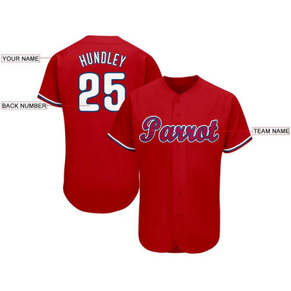 Custom Red White-Royal Baseball Jersey - Sky-Custom
