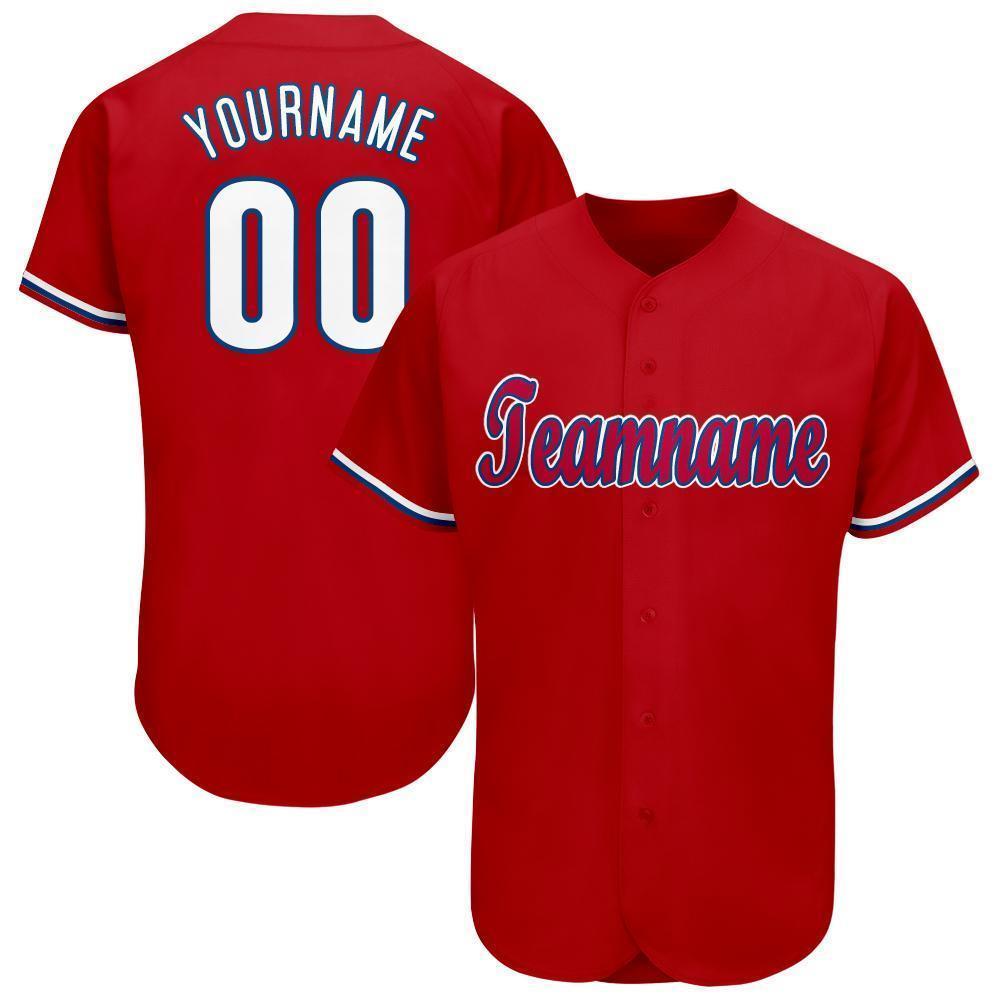 Custom Red White-Royal Baseball Jersey - Sky-Custom
